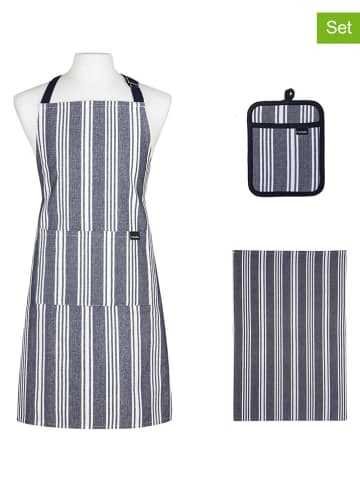 Ladelle 3-delige keukentextielset "Eco Stripe" donkerblauw
