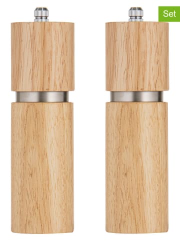 Ladelle 2tlg. Set: Salz- und Pfeffermühle "Gather" in Natur - (H)16,5 x Ø 5 cm