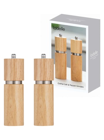 Ladelle 2tlg. Set: Salz- und Pfeffermühle "Gather" in Natur - (H)16,5 x Ø 5 cm