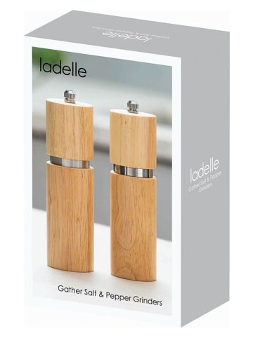 Ladelle 2tlg. Set: Salz- und Pfeffermühle "Gather" in Natur - (H)16,5 x Ø 5 cm