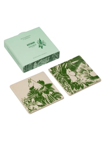 Moomin Podstawki (2 szt.) "M. Forest" w kolorze beżowo-zielonym - 10 x 10 cm