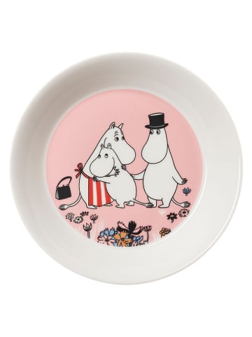 Moomin Talerz "Family time" w kolorze biało-jasnoróżowym na pieczywo - Ø 15 cm
