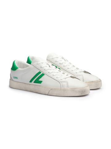 Skórzane sneakersy w kolorze biało-zielonym
