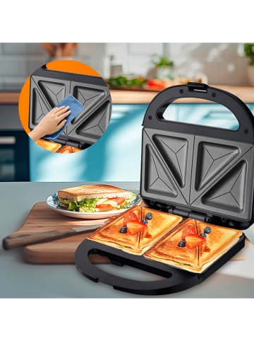 DAM Sandwichmaker ''KJ-102'' in Schwarz/ Silber - (B)23 x (H)10 x (T)22 cm