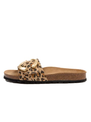 billowy Pantoletten in Braun/ Beige