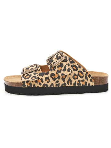 billowy Pantoletten in Beige/ Braun