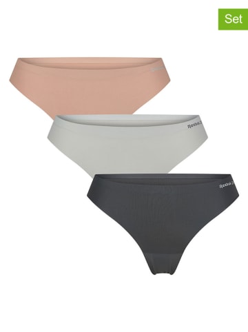 Reebok Figi (3 pary) "Susie" w kolorze jasnoróżowym, antracytowym i szarym