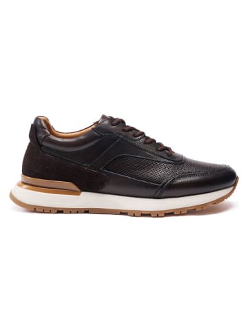 Leder-Sneakers in Braun