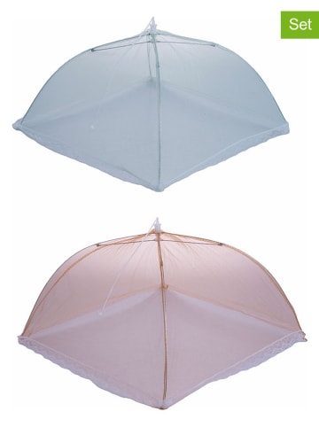 Villa d´Este 2er-Set: Speisehauben in Rosa/ Hellblau - (B)32 x (H)20 x (T)32 cm