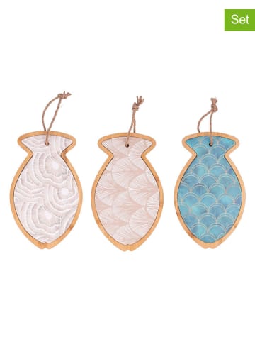 Villa d´Este 3er-Set: Schneidebretter ''Ocean'' in Beige/ Hellblau/ Rosa - (L)27,7 x (B)17 cm