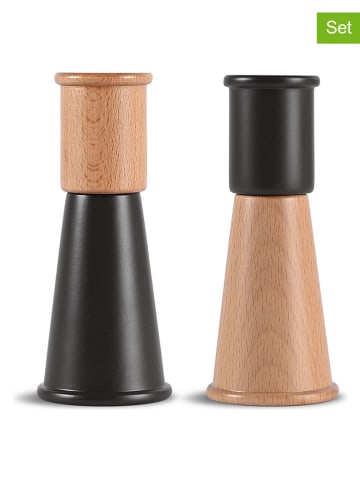 Sagaform 2tlg. Set: Salz- & Pfeffermühle ''Gurekn'' in Schwarz - (H)15 x Ø 6,5 cm