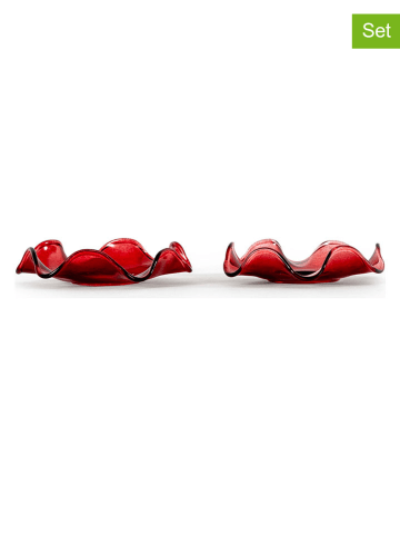 Sagaform 2er-Set: Kerzenhalter ''Viva'' in Rot - (H)1,5 x Ø 7,5 cm