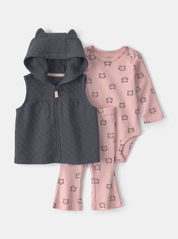 carter's 3tlg. Outfit in Dunkelgrau/ Rosa