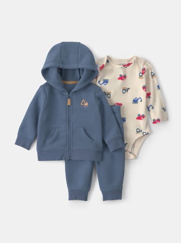 carter's 3-delige outfit blauw/crème
