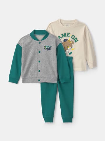 carter's 3tlg. Outfit in Grün/ Grau/ Creme