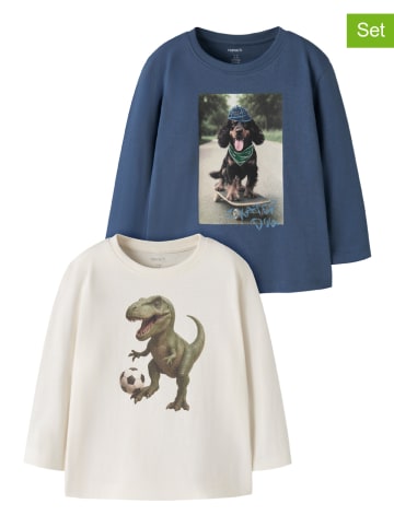name it 2-delige set: Longsleeve "Voto" blauw/crème