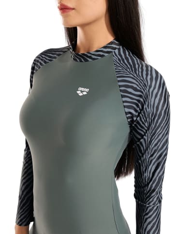 Arena Badeshirt in Khaki/ Schwarz/ Grau