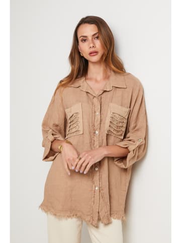 Lin Passion Linnen blouse camel