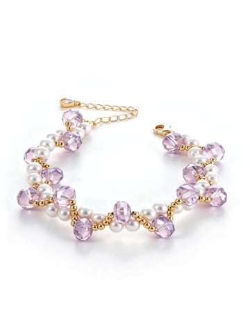 Pierres delicates Vergold. Armkette mit Perlen und Kristallen