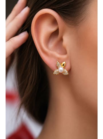 Pierres delicates Pozłacane kolczyki-wkrętki z cyrkoniami