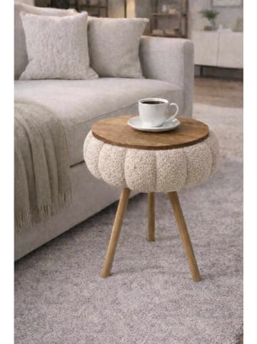 Evila Beistelltisch "Papatya Zgn" in Beige/ Hellbraun - (H)45 x Ø 33 cm