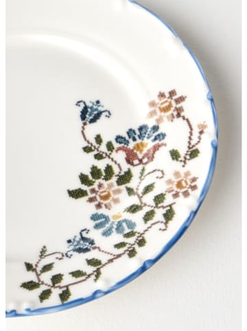 BELLA MAISON 4er-Set: Kuchenteller "Bianca" in Weiß/ Hellblau/ Grün - Ø 20 cm