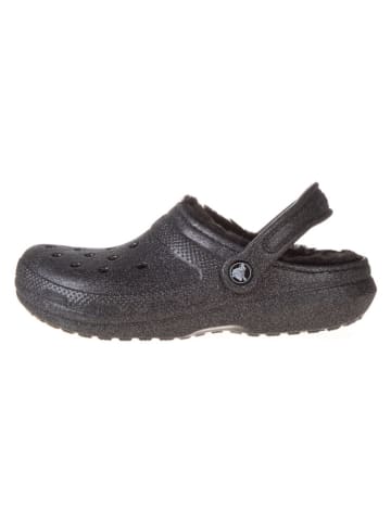 Crocs Clogs "Classic Fuzz Lined Glitter" in Schwarz