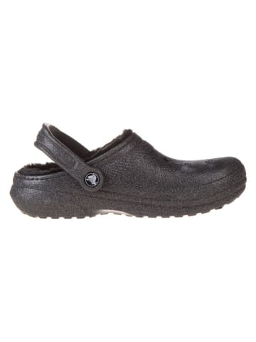 Crocs Clogs "Classic Fuzz Lined Glitter" in Schwarz