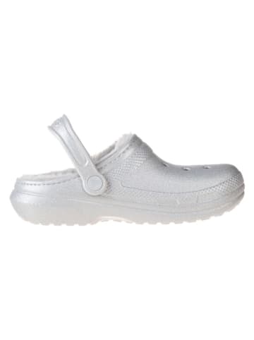 Crocs Chodaki "Classic Fuzz Lined Glitter" w kolorze srebrnym