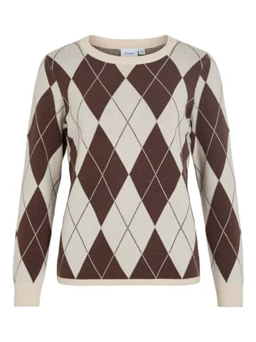 Vila Pullover "Tif" in Braun/ Creme