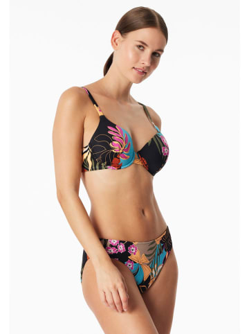Schiesser Biustonosz bikini w kolorze turkusowo-czarnym ze wzorem