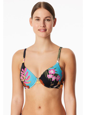 Schiesser Bikini-Oberteil in Türkis/ Schwarz/ Bunt