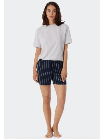 Schiesser Pyjamashorts wit/donkerblauw