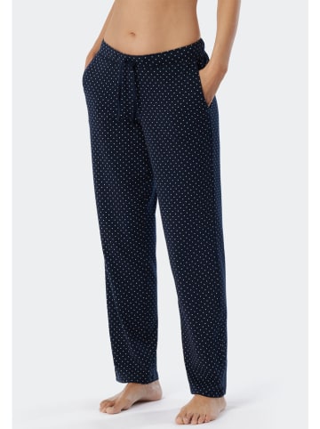 Schiesser Pyjama-Hose in Dunkelblau/ Weiß