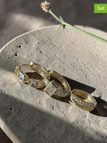 Heliophilia 3er-Set: Vergold. Creolen mit Edelsteinen