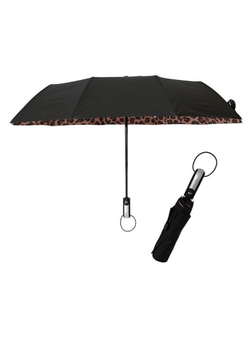Le Monde du Parapluie Taschenschirm in Schwarz/ Hellbraun - Ø 105 cm