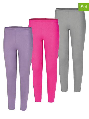 erima 3er-Set: Leggings in Lila/ Pink/ Grau