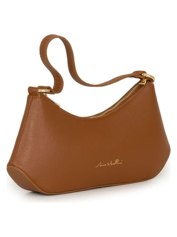 Anna Morellini Leder-Schultertasche "Fiorezia" in Camel - (B)37 x (H)14 x (T)8 cm