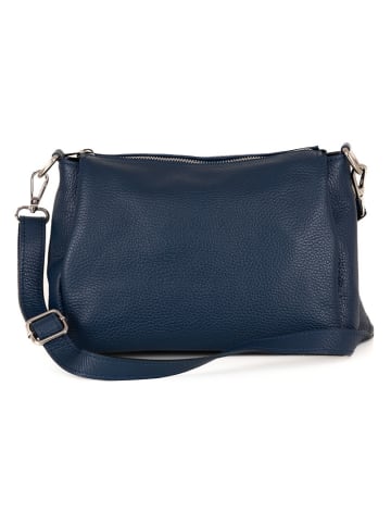 Lucca Baldi Leder-Umhängetasche "Melfi" in Dunkelblau - (B)26 x (H)19 x (T)9 cm