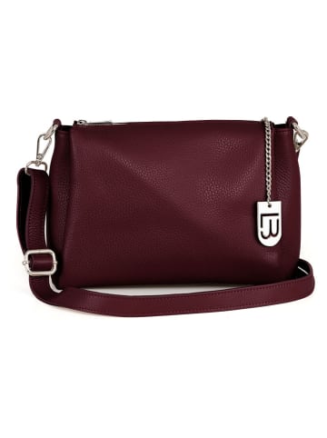 Lucca Baldi Leder-Umhängetasche "Melfi" in Bordeaux - (B)26 x (H)19 x (T)9 cm