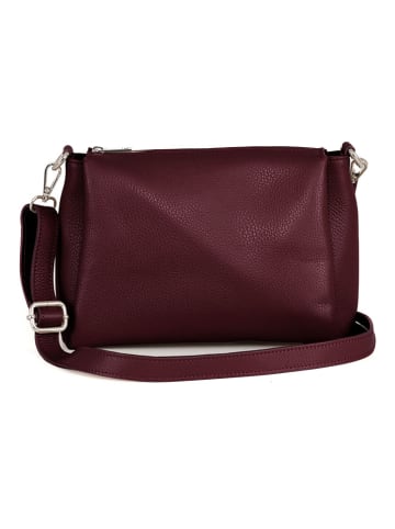 Lucca Baldi Leder-Umhängetasche "Melfi" in Bordeaux - (B)26 x (H)19 x (T)9 cm