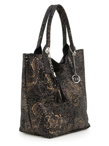 Mia Tomazzi Skórzana torebka "Fucini" w kolorze czarnym - 30 x 35 x 18 cm