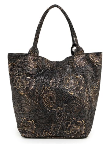 Mia Tomazzi Leder-Schultertasche "Fucini" in Schwarz - (B)30 x (H)35 x (T)18 cm