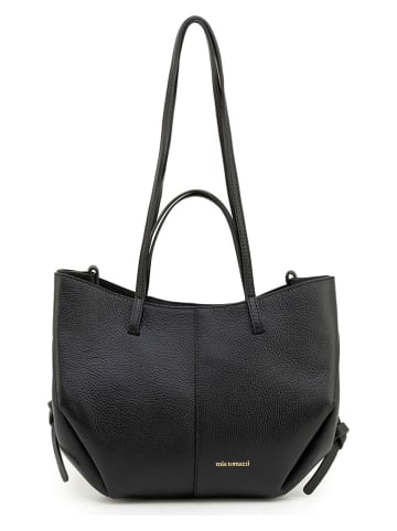 Leder-Henkeltasche "Zambrini" in Schwarz - (B)33 x (H)24 x (T)13 cm