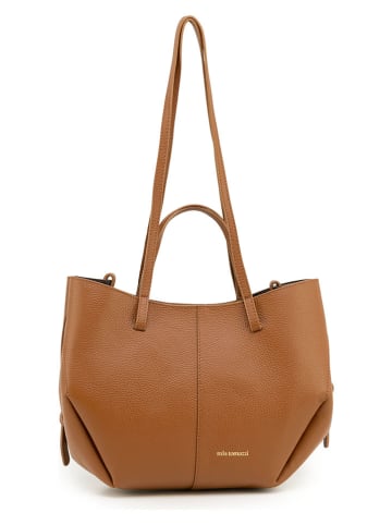 Mia Tomazzi Leder-Henkeltasche "Zambrini" in Hellbraun - (B)33 x (H)24 x (T)13 cm