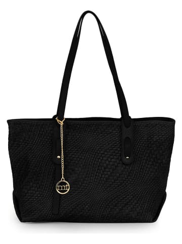 Leder-Schultertasche "Pergine" in Schwarz - (B)38 x (H)29 x (T)20 cm
