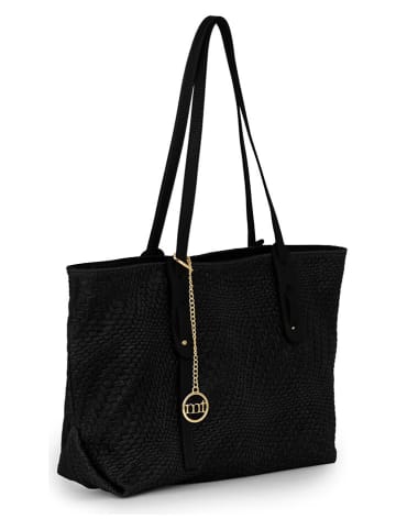 Mia Tomazzi Leder-Schultertasche "Pergine" in Schwarz - (B)38 x (H)29 x (T)20 cm