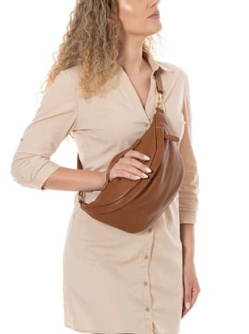 Mia Tomazzi Leder-Brustbeutel " Maffucci" in Hellbraun - (B)42 x (H)17 x (T)13 cm