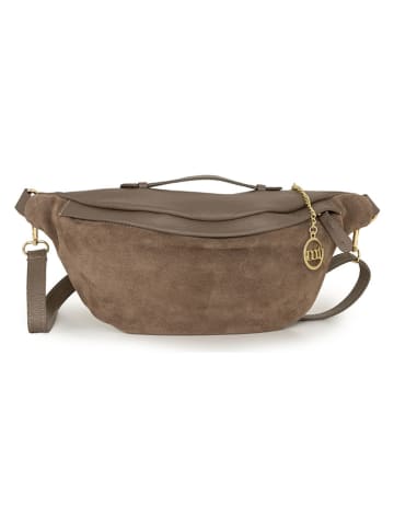 Mia Tomazzi Leder-Brustbeutel " Medeghino" in Taupe - (B)42 x (H)17 x (T)13 cm