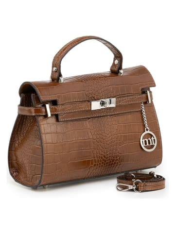 Mia Tomazzi Leren handtas "Pascarella" lichtbruin - (B)26 x (H)19 x (D)8 cm